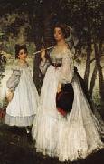 James Tissot The Two Sisters;Pprtrait oil